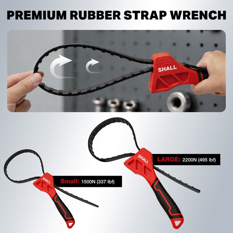 SHALL 2 pcs Strap Wrench Set 4" & 6" Non Slip Rubber for Oil Filter Water Filter gallery