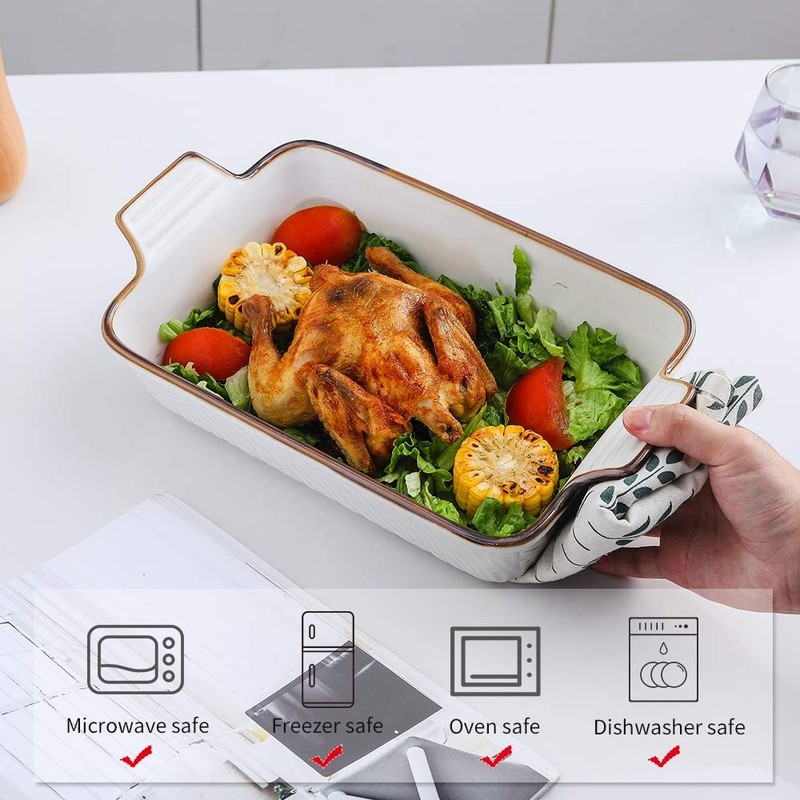 KOOV Bakeware Set, Ceramic Baking Dish 13"L x 9"W x 2.7"H, Pure White gallery