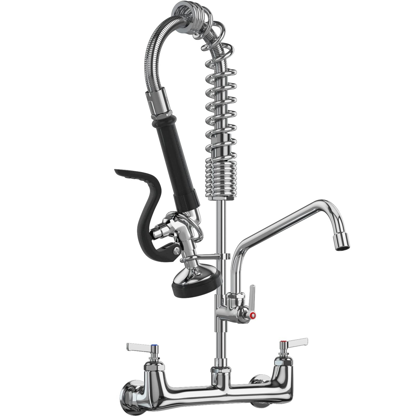 Commercial Faucet with Sprayer 8 Inch Center 25" Height Wall Mount Kitchen Sink gallery