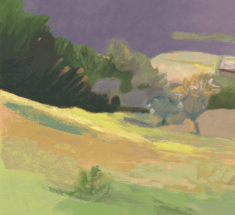 WOLF KAHN Down in the Valley SIGNED 35" x 40" Serigraph 2003 Realism Pastel, Gre gallery