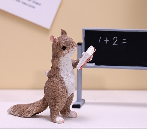 Squirrel Reading Book Statue Fairy Sculpture Miniature Figurine Home Decor Gifts gallery