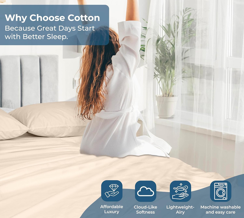 100% Organic Cotton Fitted Sheet - Percale Weave - Super Soft Deep Pocket Bottom gallery