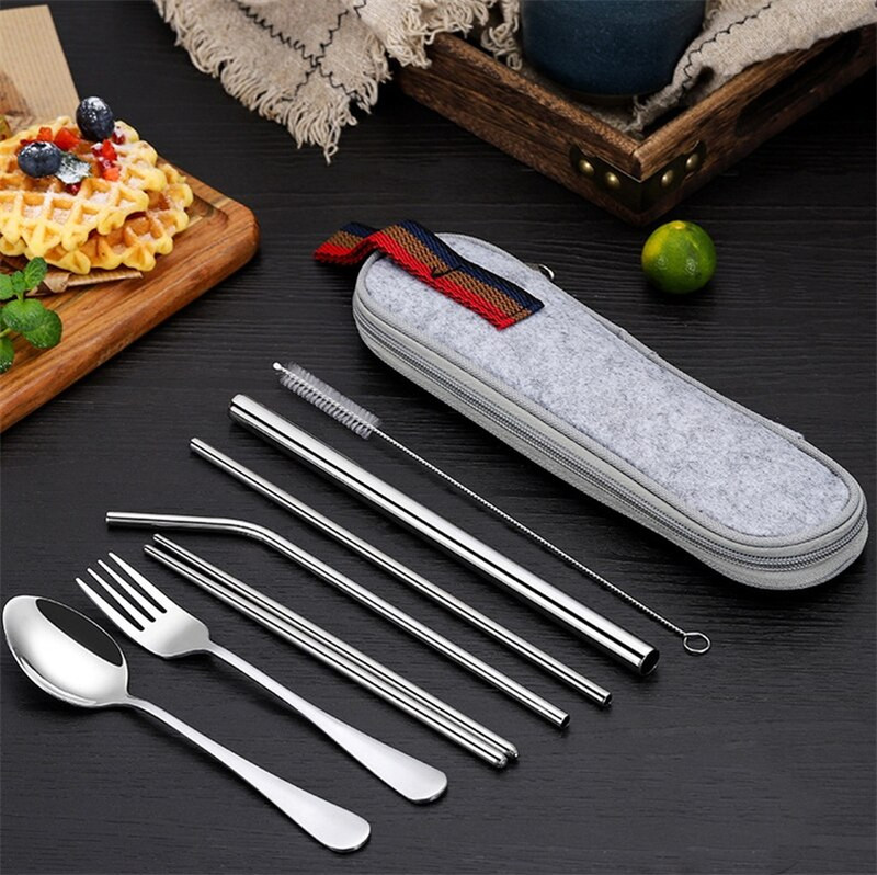 8Pcs/Set Tableware Reusable Travel Dinnerware 9 Color European,American gallery