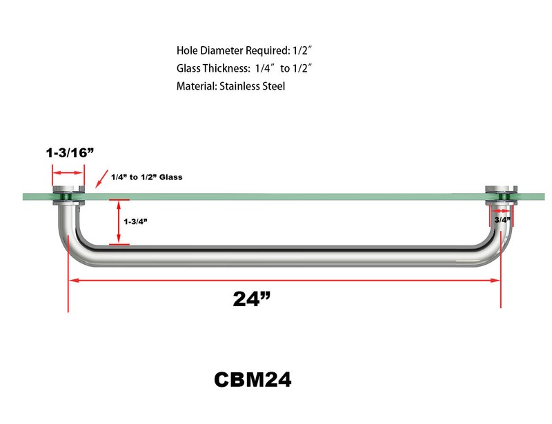 CEL 24" Tubular Singled-Sided Pull Handle/Towel Bar - Stainless Steel gallery