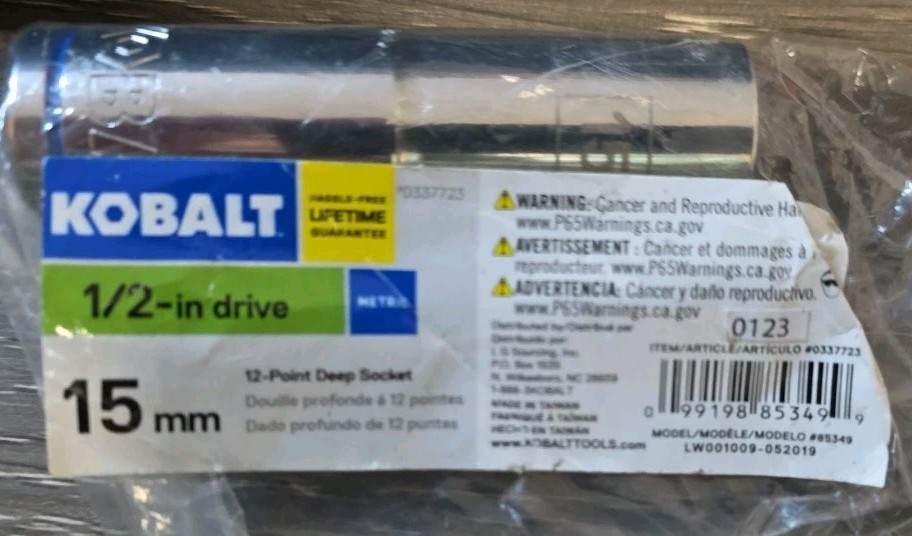 NIP KOBALT 337723, 1/2 Drive 15mm Deep 12pt Socket gallery
