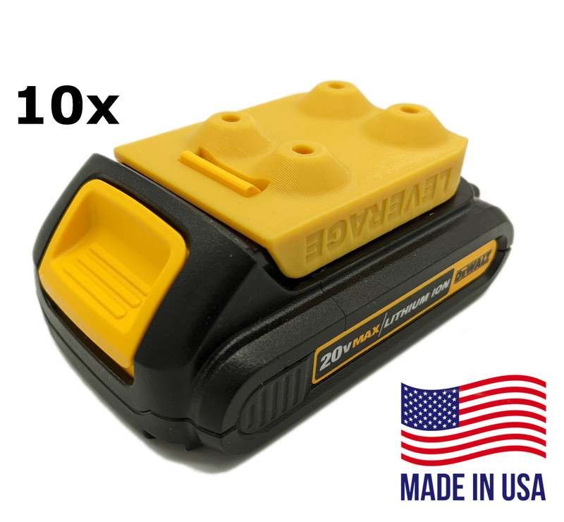 YELLOW! 10 Pack: DeWALT 20V 60V Battery Mounts / Hangers / Holders MADE IN USA gallery