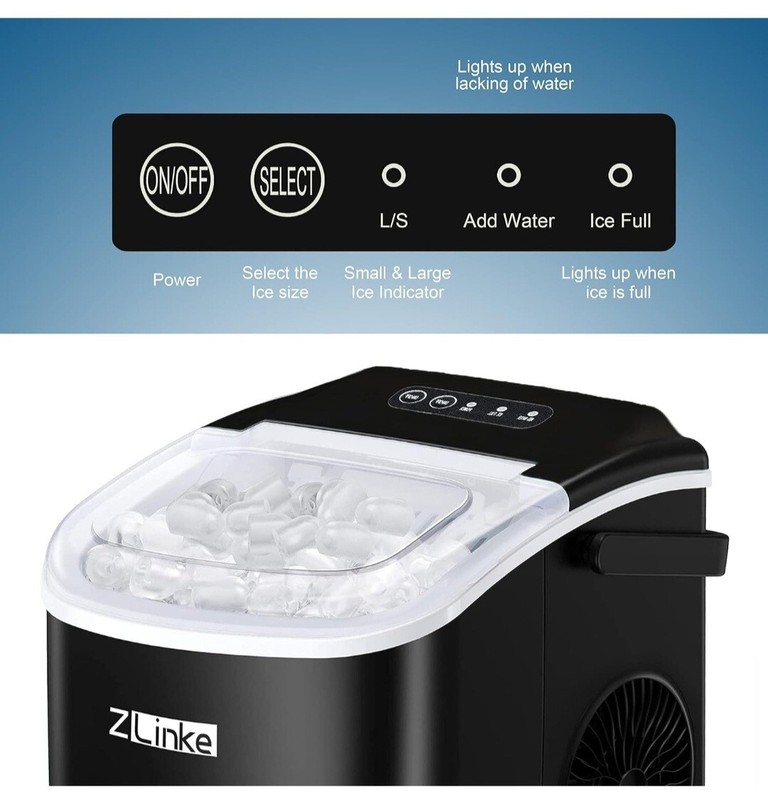 Countertop Ice Maker, Ice Maker Machine 6 Mins 9 Bullet Ice, 26.5lbs/24Hrs gallery