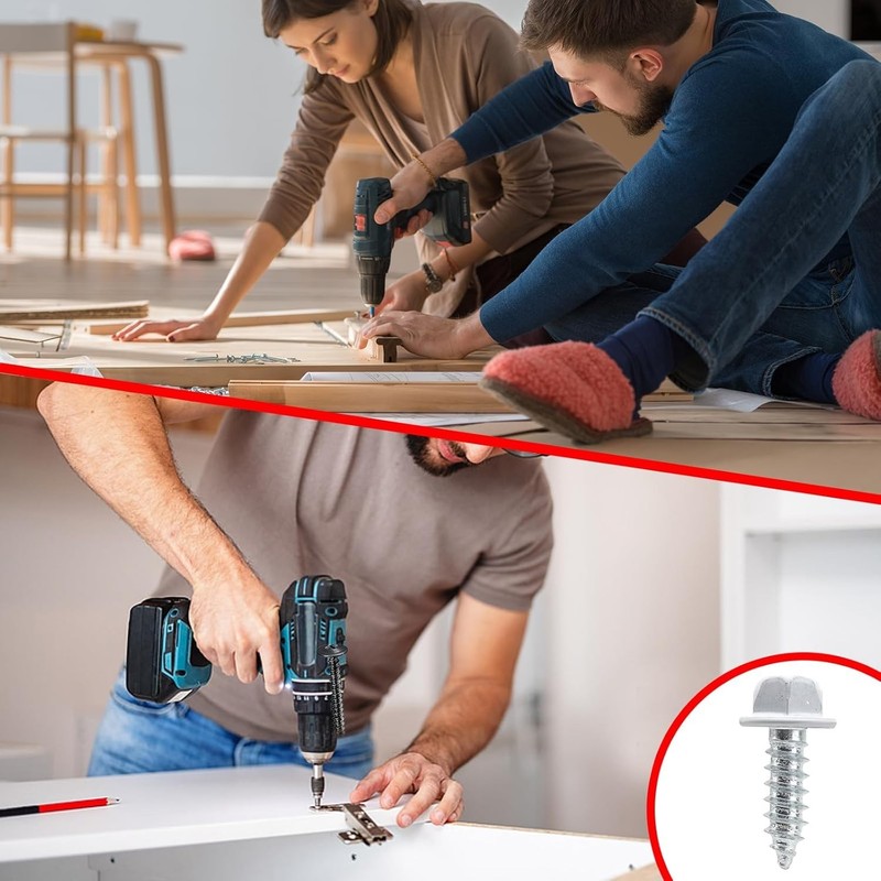 100 Pcs Slotted Hex Gutter Screws - Quality Carbon Steel, White Finish gallery