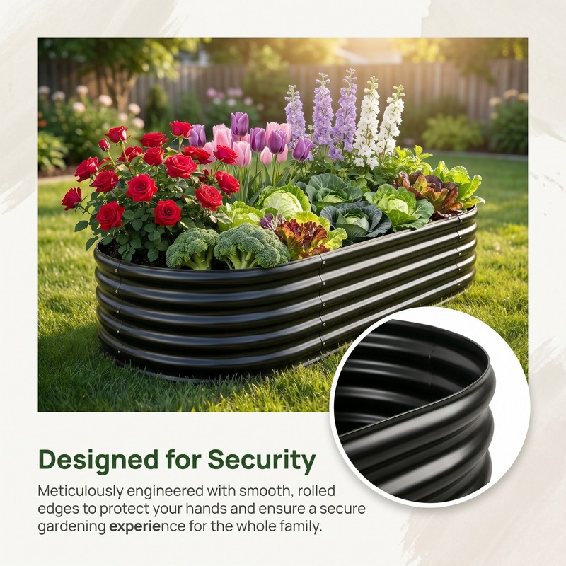 2 Pack Galvanized Raised Garden Bed Kit Oval Metal Planter Boxes Outdoor gallery
