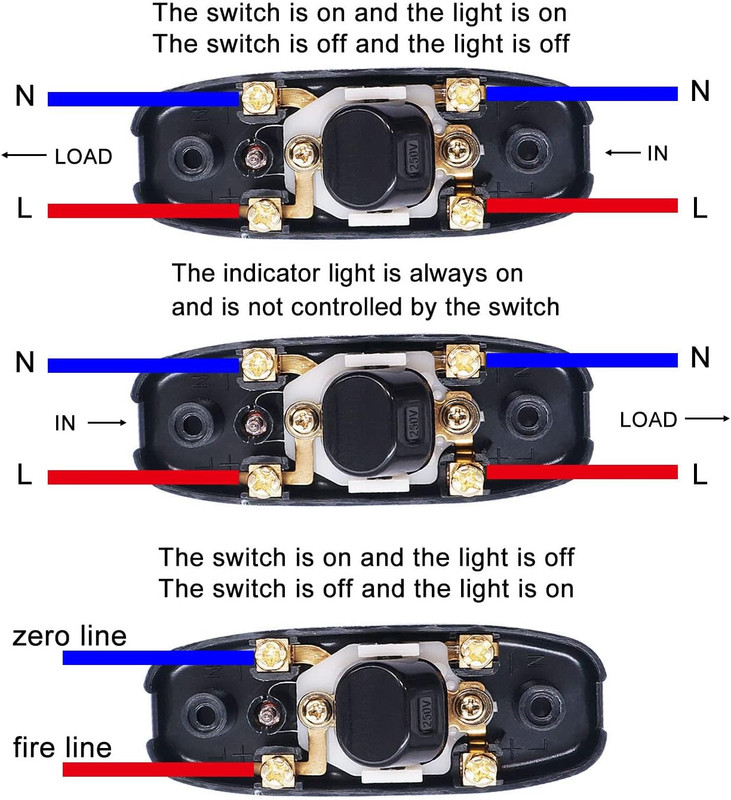 3 PCS Inline Cord Appliance Button On/Off 10A 250V Inline Power With LED light gallery