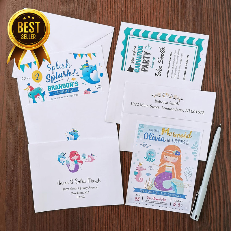1000pcs A2 Invitation Envelopes Self Seal 4 3/8 x 5 3/4 White 95lb gallery