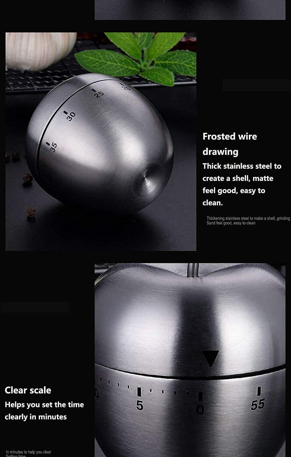 Apple Stainless Steel 60-Minute Kitchen Timer gallery
