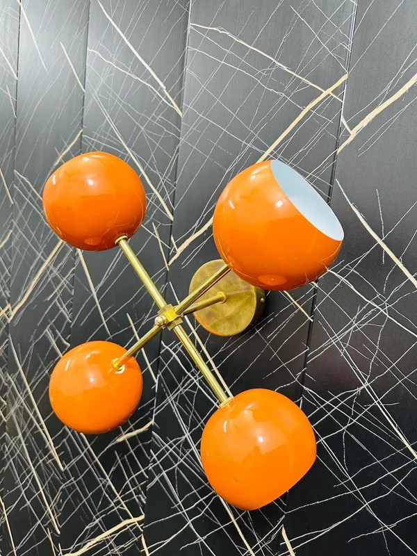 Modern Brass Sputnik Wall Sconce Orange Mid-Century Light Fixture Retro Decor gallery