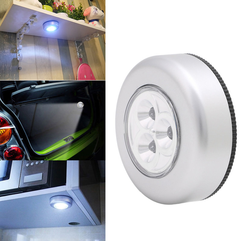 8 PCS 3 LED Touch Push On/Off Light Self-Stick On Click Battery Operated Lights gallery