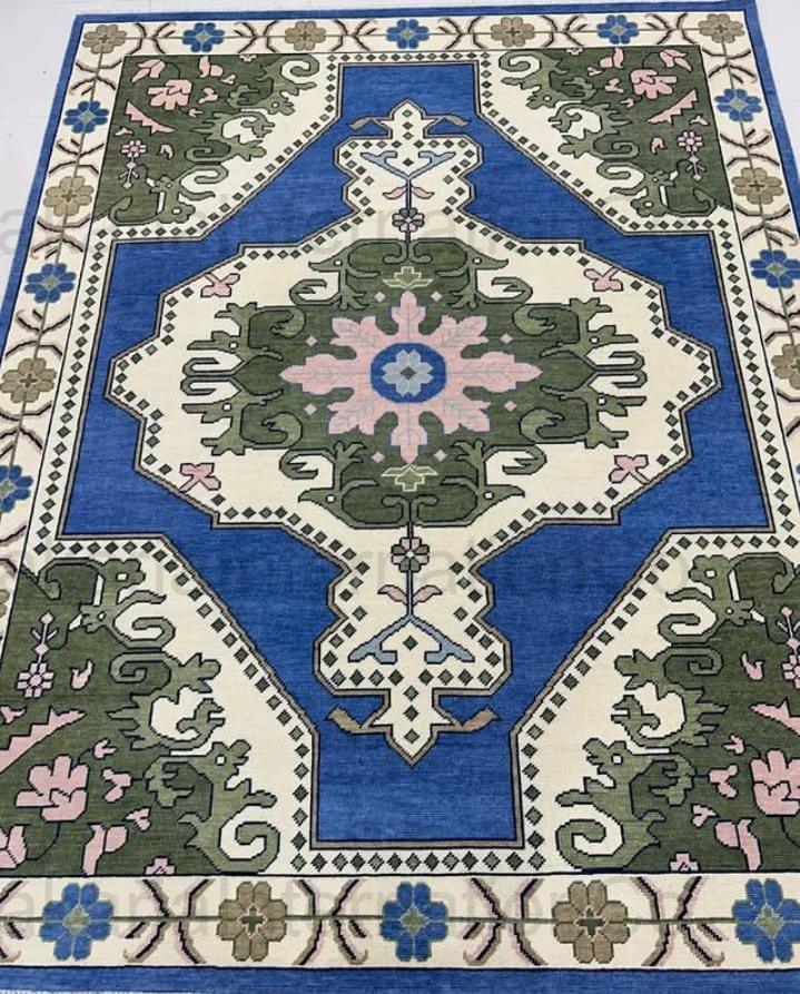 Hand Knotted Wool Rug Vintage Oushak Style Oriental Carpet 3x5 Living Room gallery