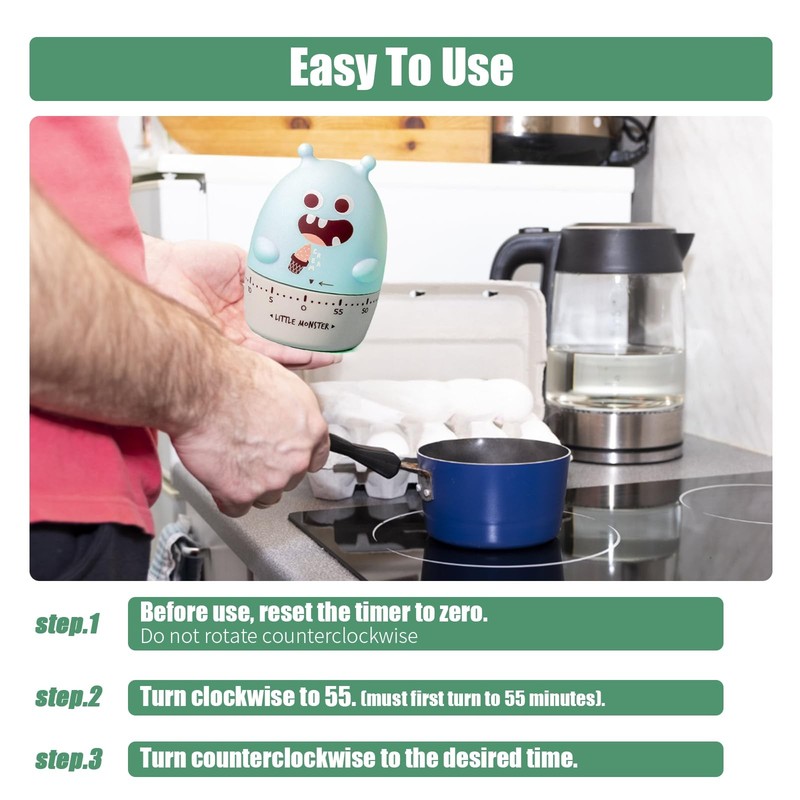 Quirky Creature Mechanical Kitchen Timer, Cute 60-Minute Manual Wind Up Count... gallery