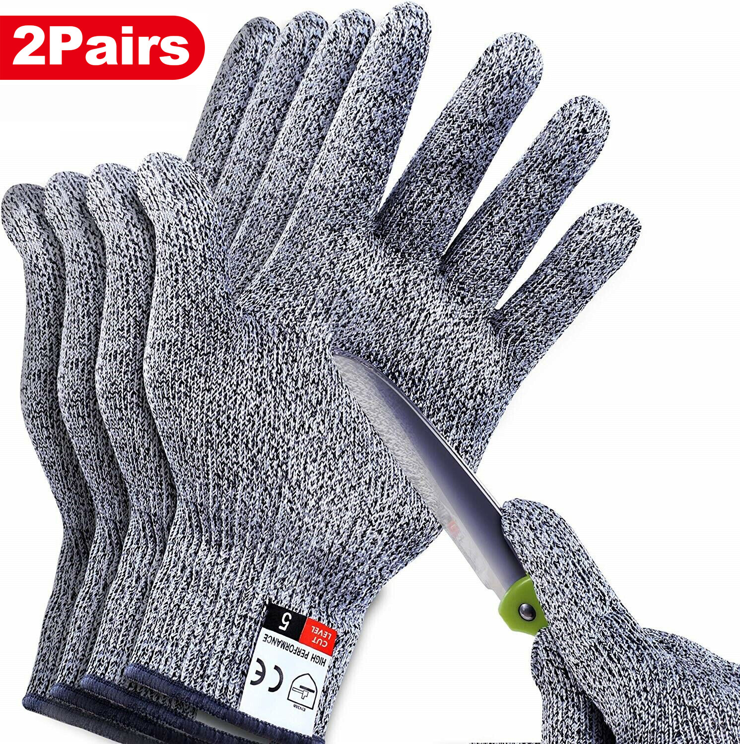 2 Pairs Cut Resistant Gloves Food Grade Level 5 Protection Kitchen Work Gloves gallery