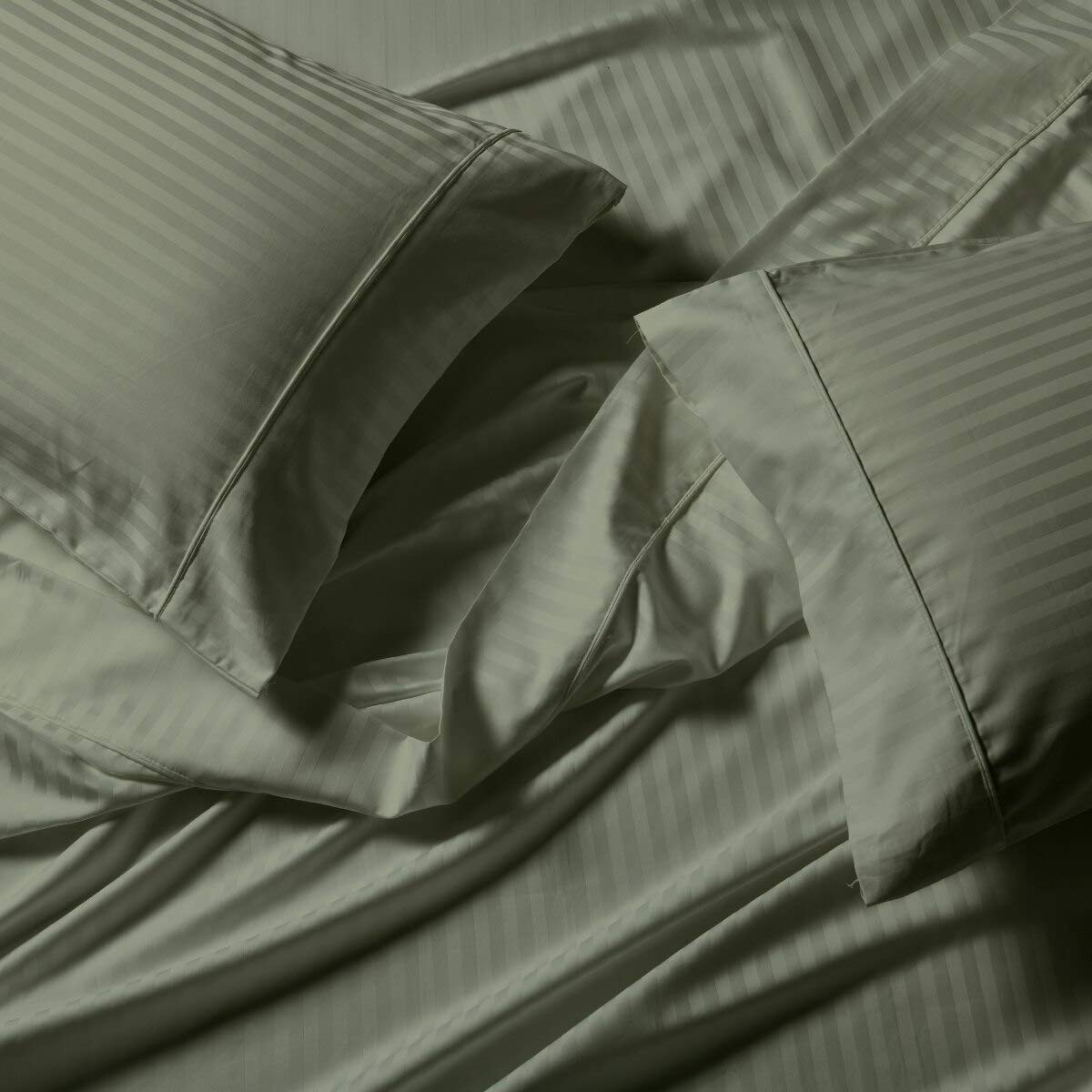 Royal Tradition Striped 650 Thread Count, Cotton Blend 3PC Twin XL, Sage gallery
