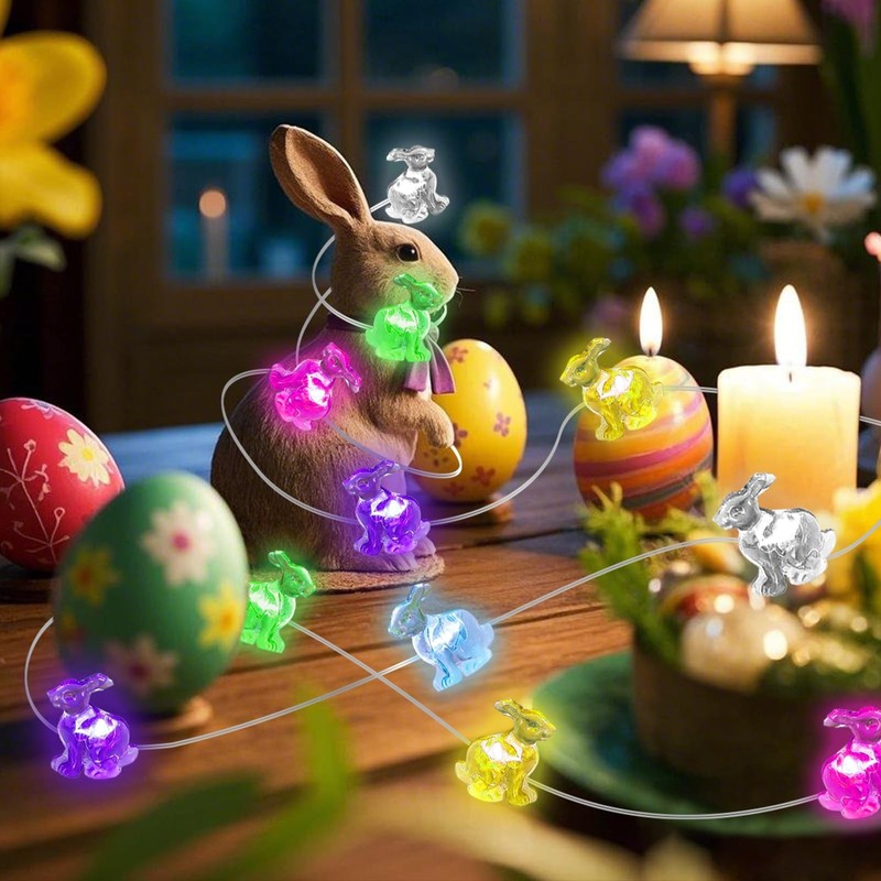 Easter Bunny String Lights, 16 ft 50 LED Spring Rabbit Lights for Lawns Garde... gallery