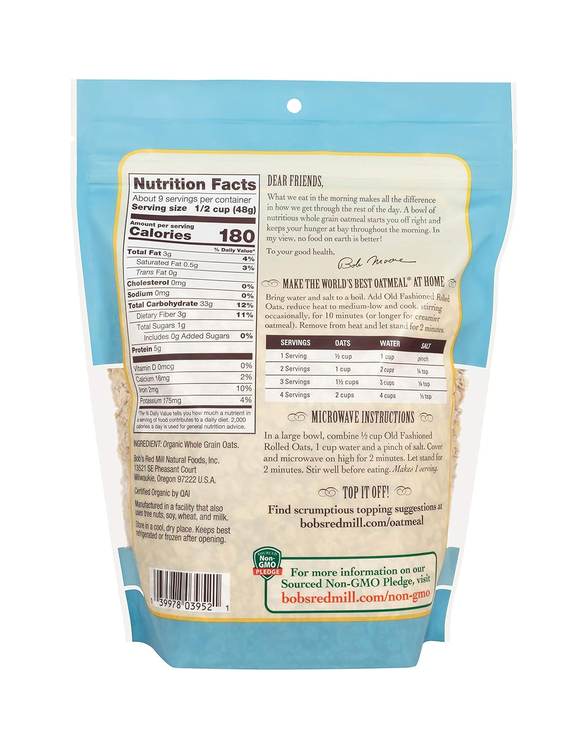Bob'S Red Mill Organic Old Fashioned Rolled Oats, 16Oz (Pack of 4) - Organic, No gallery