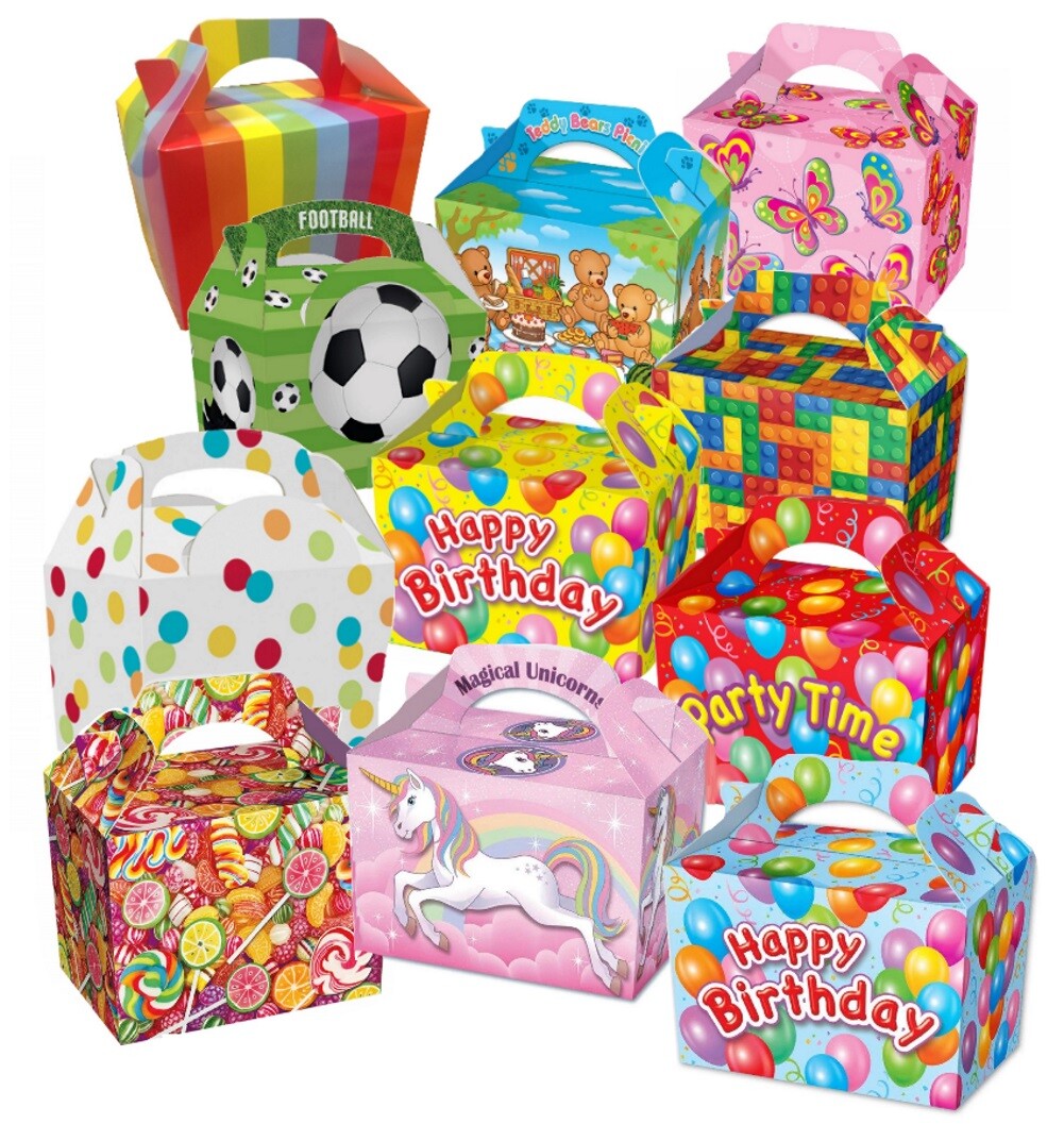 CHILDRENS PARTY BOXES LUNCH MEAL FOOD GIFT BOX - BIRTHDAY FAVOUR PARTY SUPPLIES gallery
