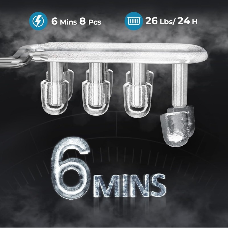 Countertop Ice Maker Machine, 8 Ice Cubes in 6 mins, 26lb/Day Ice with 2 Sizes gallery