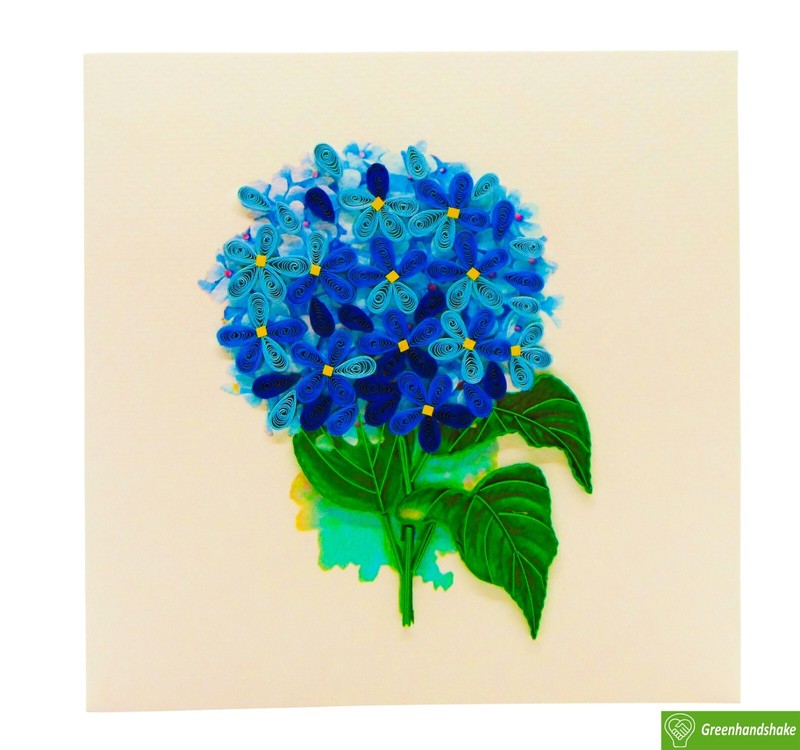 Hydrangea Bouquet Quilling Greeting Card - Unique Dedicated Handmade Art gallery