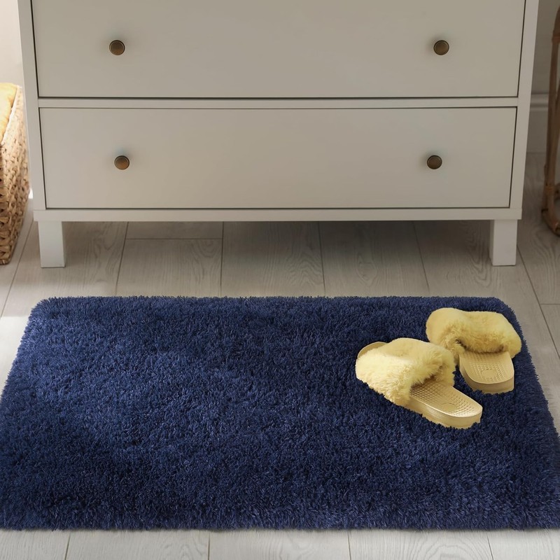 Transitional Style Navy Plush Runner Rug 2' x 4' - Ultimate Comfort for Home gallery