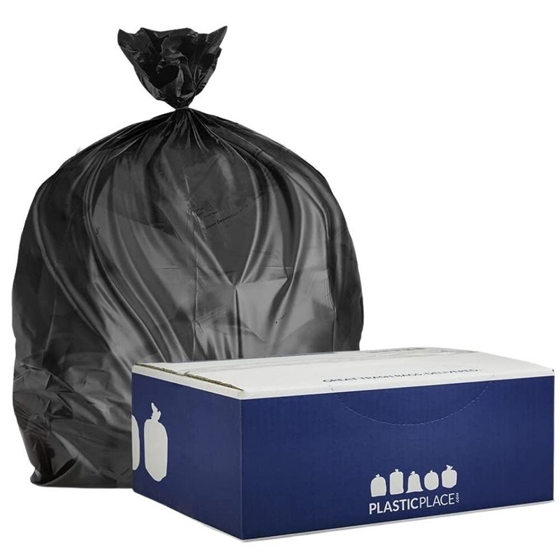 Plasticplace 7-10 Gallon High Density Trash Bags - Black, Case of 1000 Bags gallery