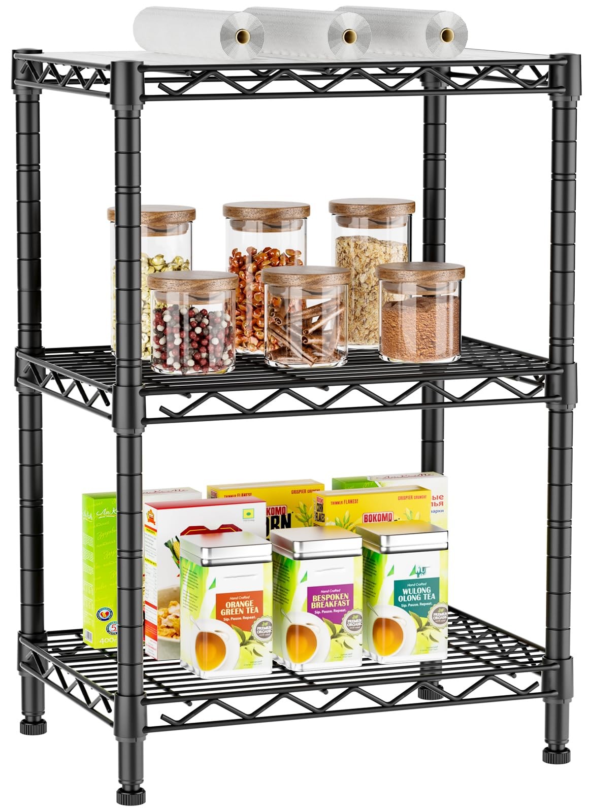3 Tier Adjustable Storage Shelves Heavy Duty Wire Rack 12x18x30 Inch 1 PCS gallery