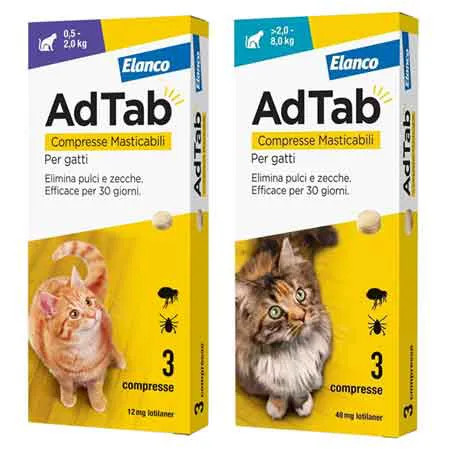 'ADTAB' CHEWABLE TABLET PEST CONTROL For Cats 0.5-2Kg - 3 Tablets