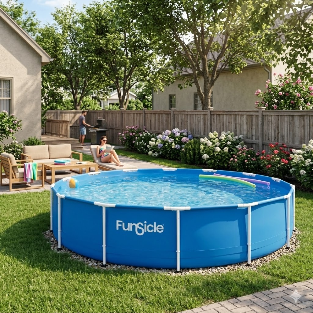 Funsicle 14' Adventure Above Ground Pool Set | Round Metal Frame Swimming Pool w gallery