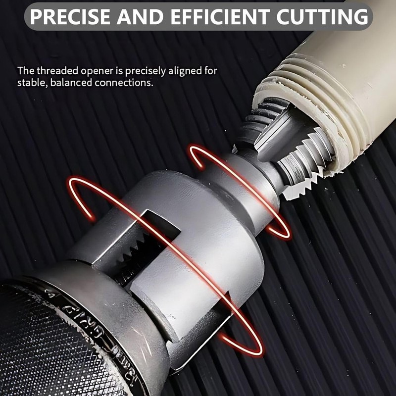 Integrated Internal & External Pipe Threading Tool Steel PVC Pipe Threader Kit gallery