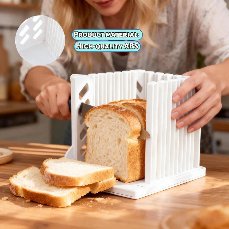Bread Slicer for Homemade Bread, Adjustable Thickness Slicing Guide Foldable gallery