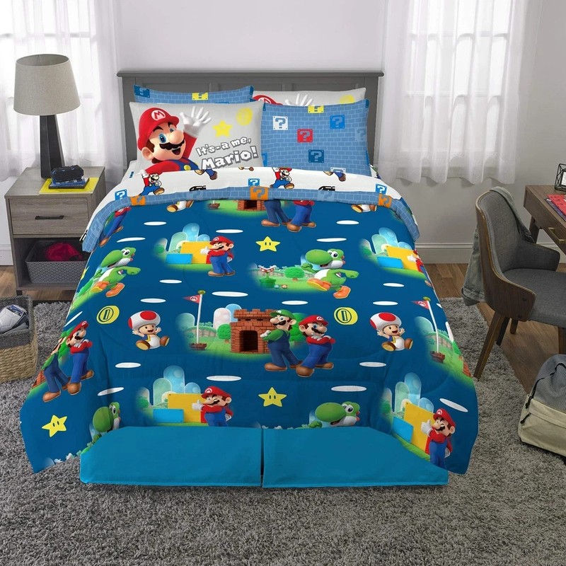 7 Piece Queen Size Super Mario Bros. Bedding Set Franco Kids Soft Comforter gallery