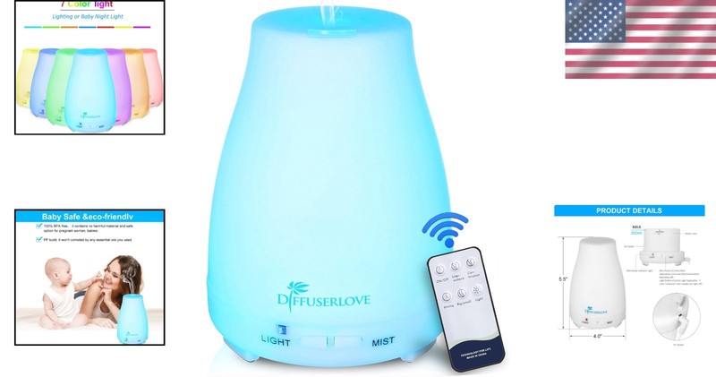 BPA-Free Essential Oil Diffuser with 7 Colors - Remote Control for Home & Office gallery