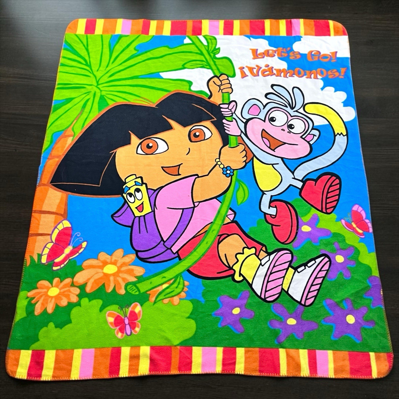 Dora The Explorer Fleece Blanket Lets Go Vamonos Boots Map Swinging Vine 46x56 gallery
