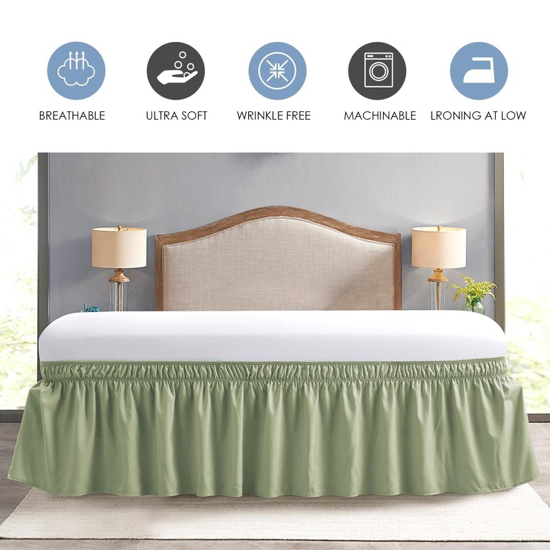 Queen Bed Skirt, Elastic Wrap Around Bed Skirt Queen Size, Bed Skirts for Adj... gallery