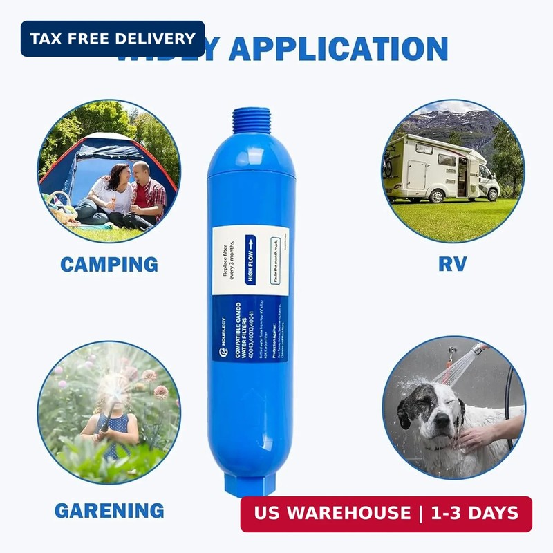 Hourleey 2 Pack RV Inline Water Filter, Reduce Bad Taste, Odors, Rust, Fluoride, gallery