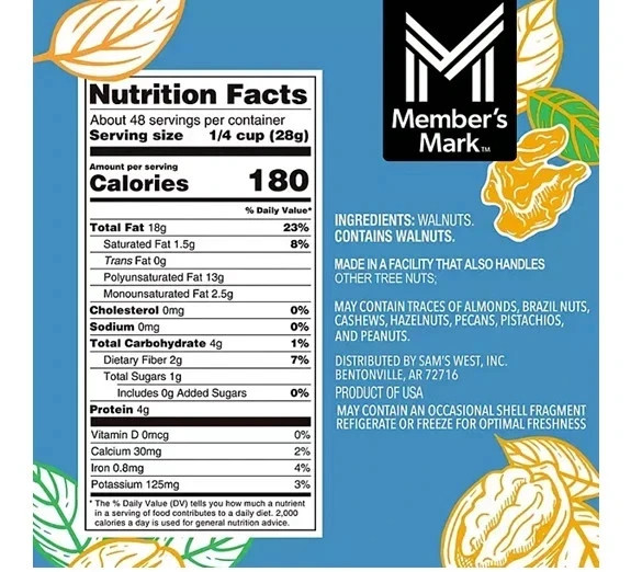 4 pack Member's Mark Natural Shelled Walnuts, 3 lbs - total 12 lbs gallery