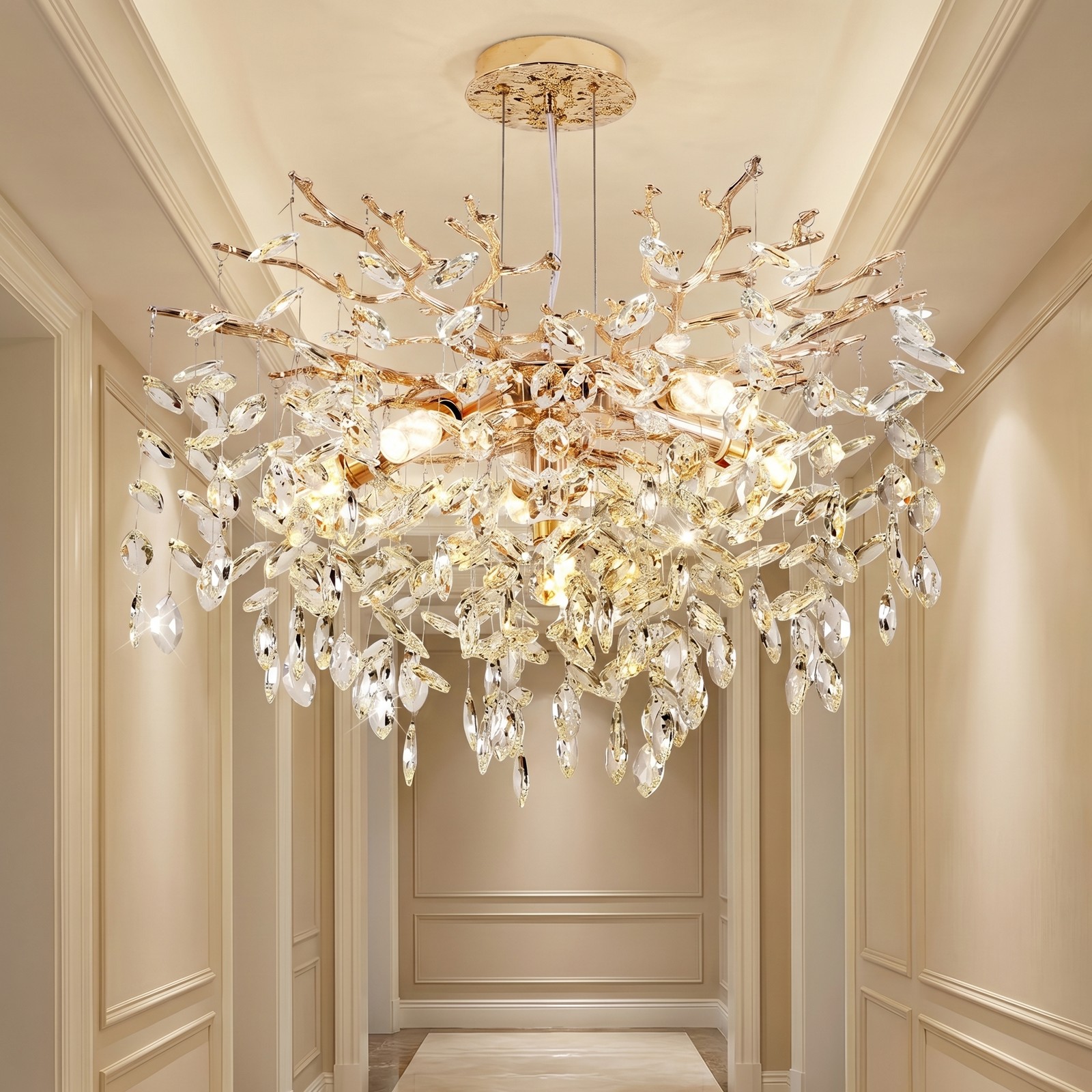 24'' Luxury Gold Crystal Chandelier Modern Tree Pendant 6 Light Kitchen Fixture gallery