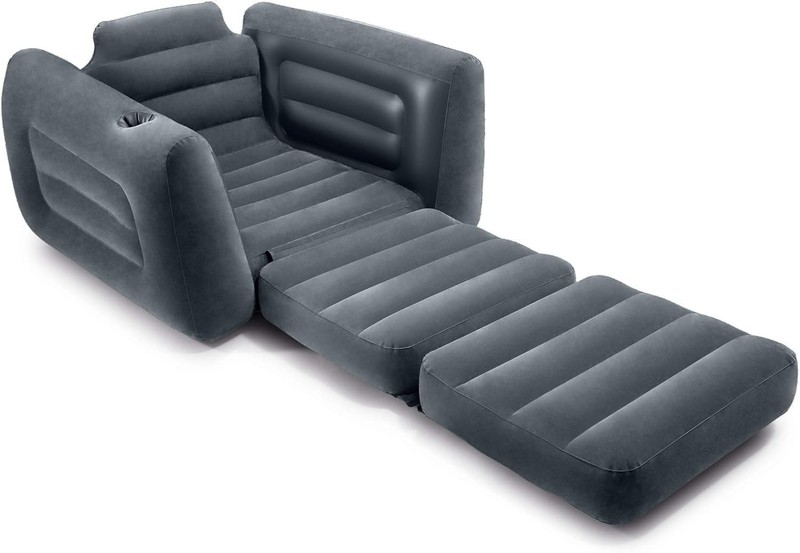 Folding Inflatable Pull-Out Chair Built-in Cupholder Air Sofa Bed Mattress gallery