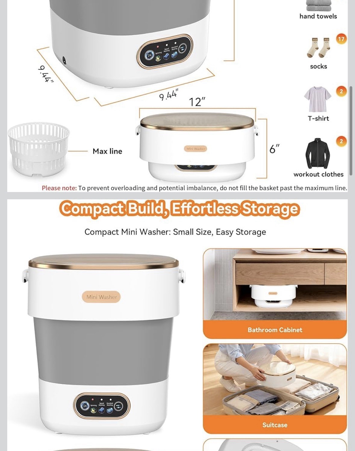Portable Washing Machine, Folding 20L Mini Washer and Spin-Dryer, 3 Cleaning ... gallery