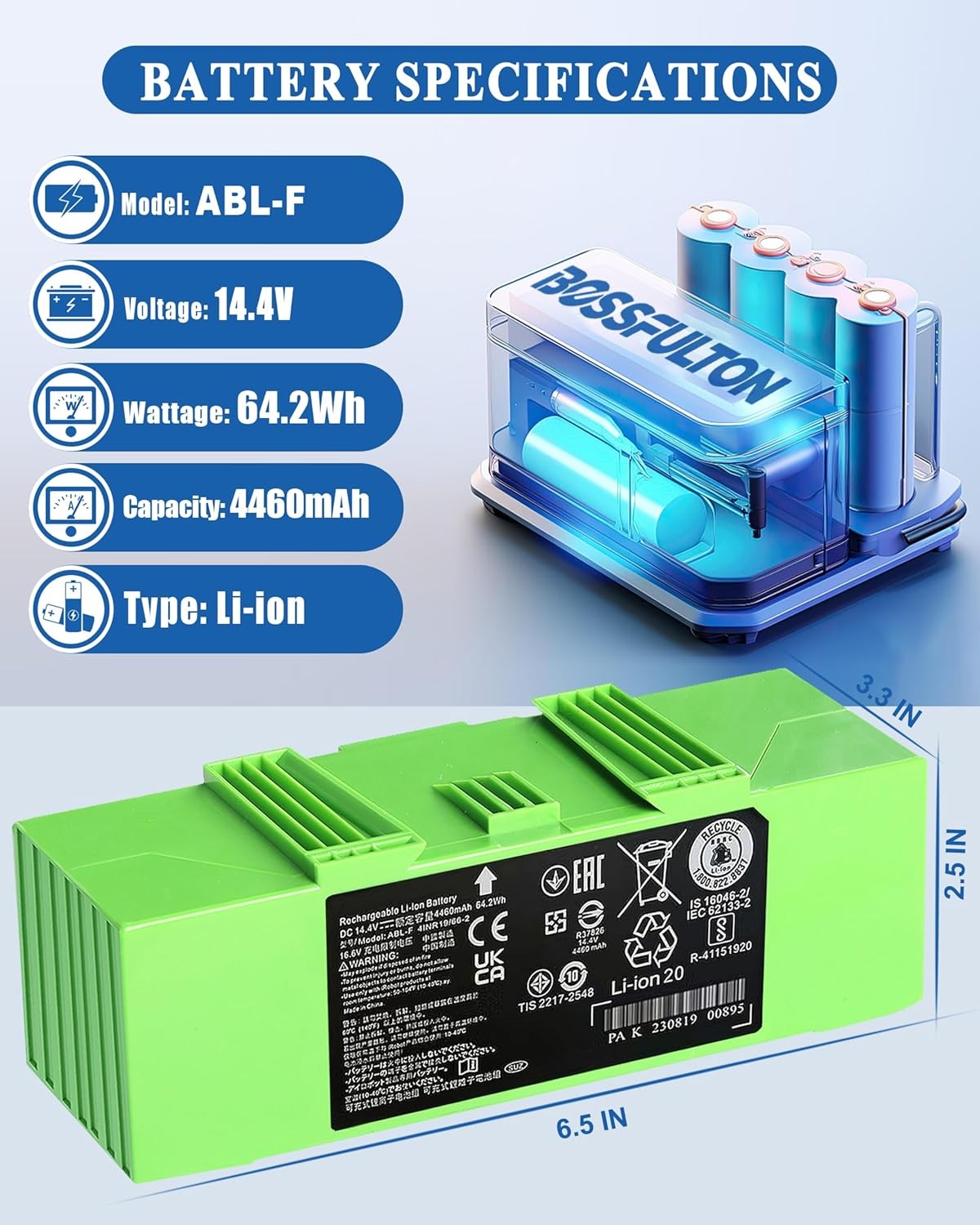 ABL F Battery Replacement for Roomba Compatible with Roomba i7 i7 i8 i8 j9 j9 gallery