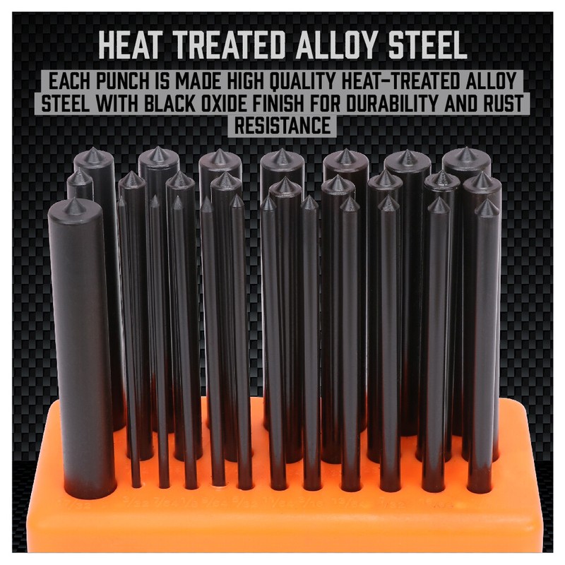 28Pcs Center Transfer Punch Set 3/32" - 1/2" Heat Treated Alloy Steel Forging gallery