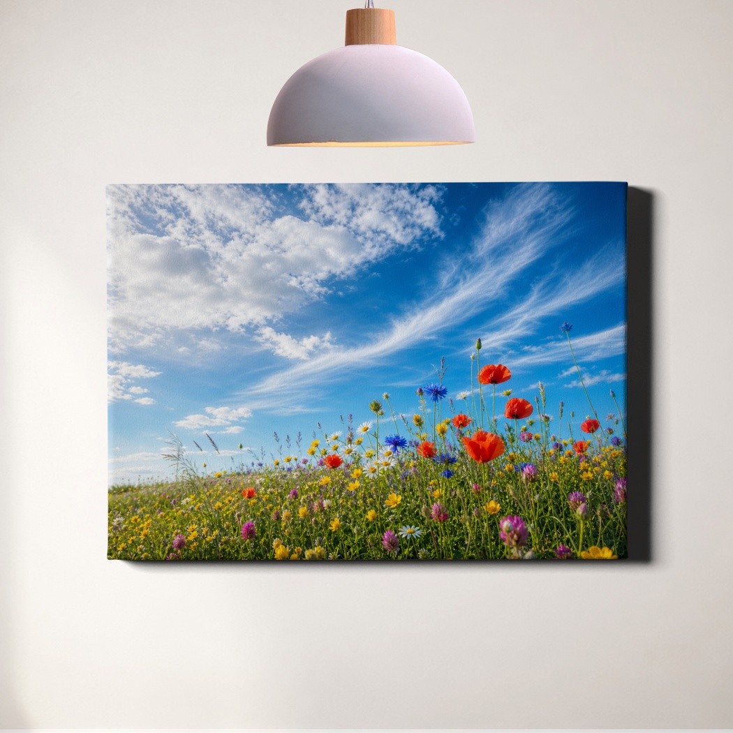 Wildflower Meadow Poster Print Blue Sky Cloudscape Landscape gallery