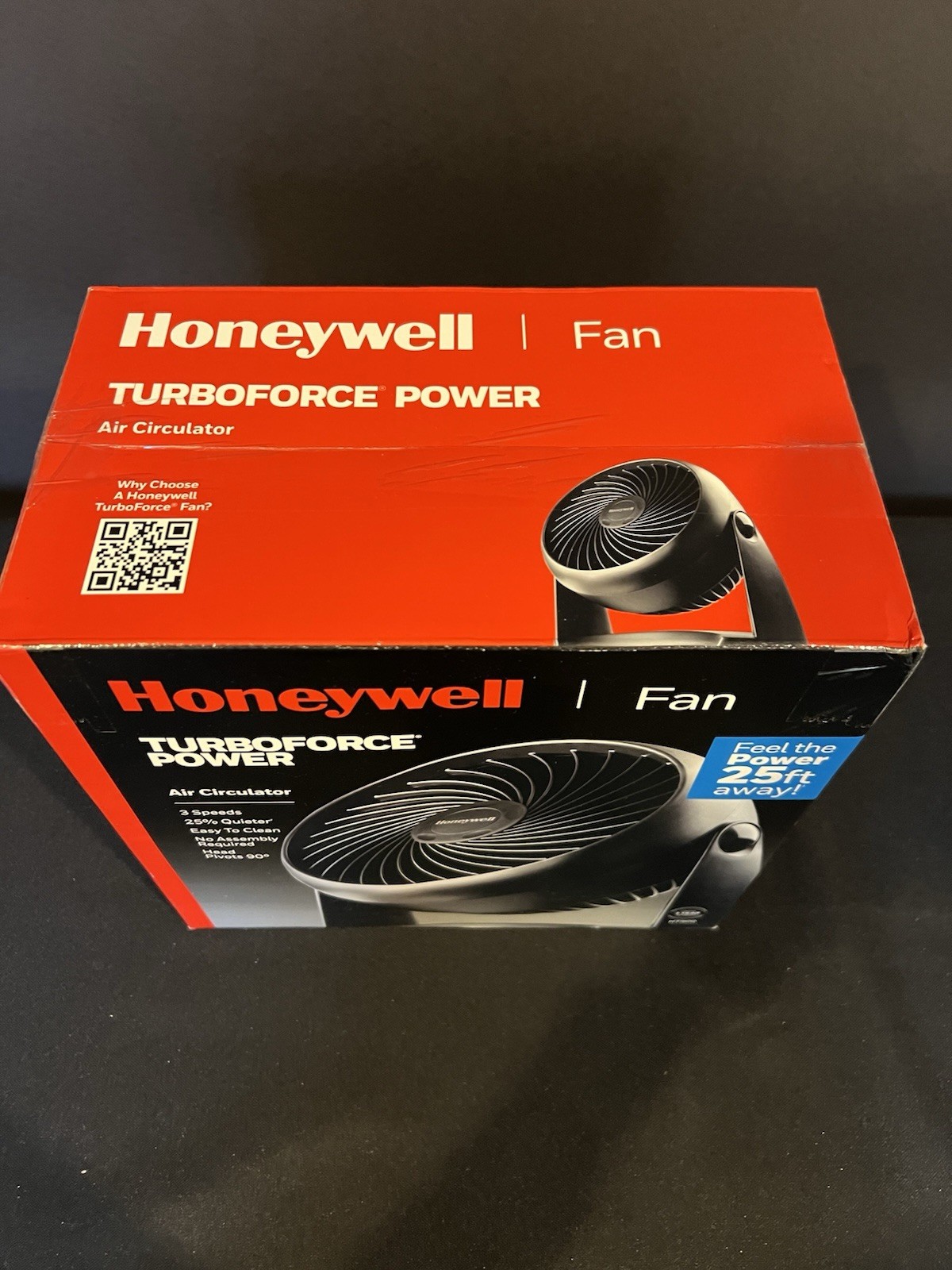 Honeywell Turbo Force Air Circulating Fan 11” 3 Speed 90 Degree Pivot Black gallery