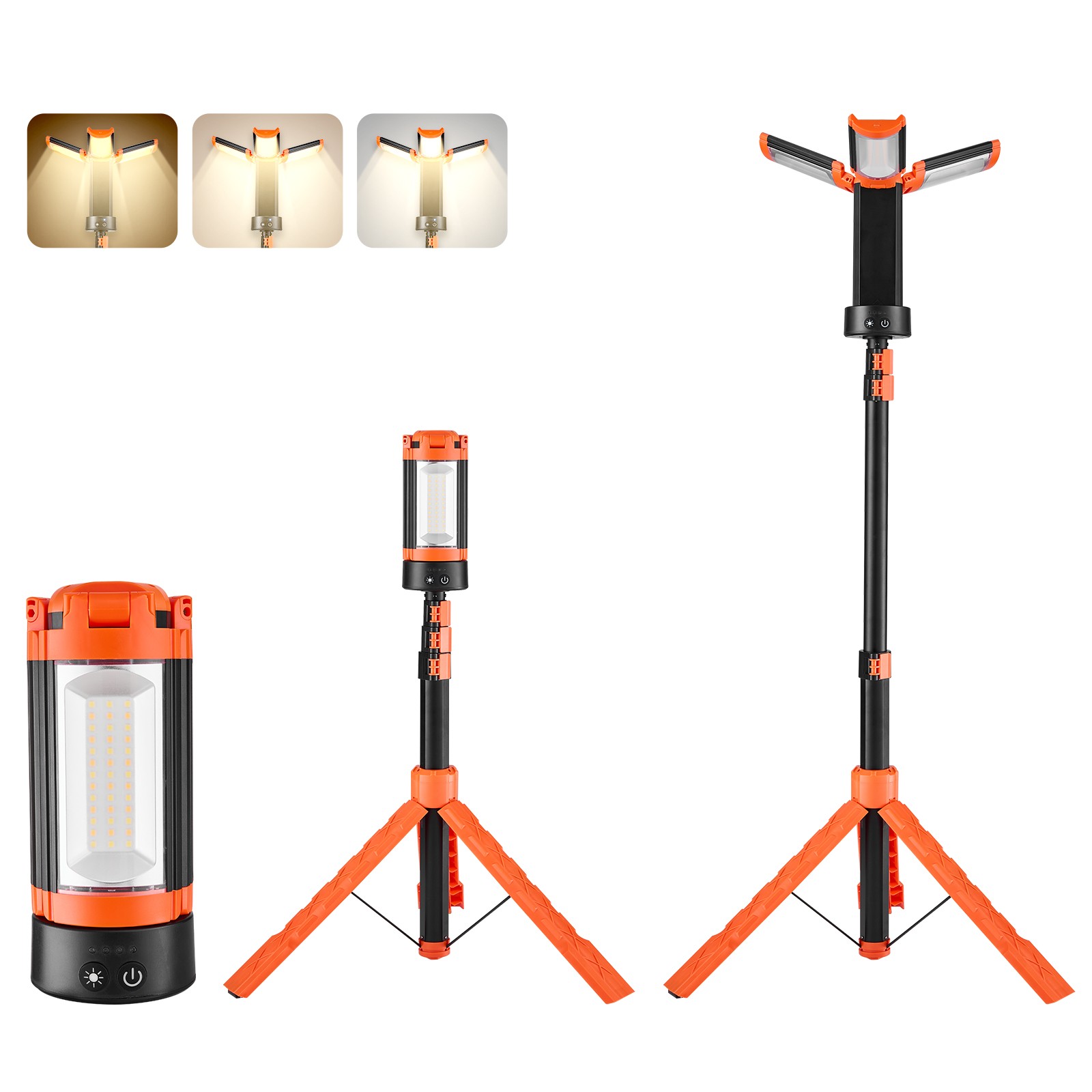 VEVOR LED Work Light with Stand Rechargeable Cordless Camping Light 10Ah 2200 LM gallery