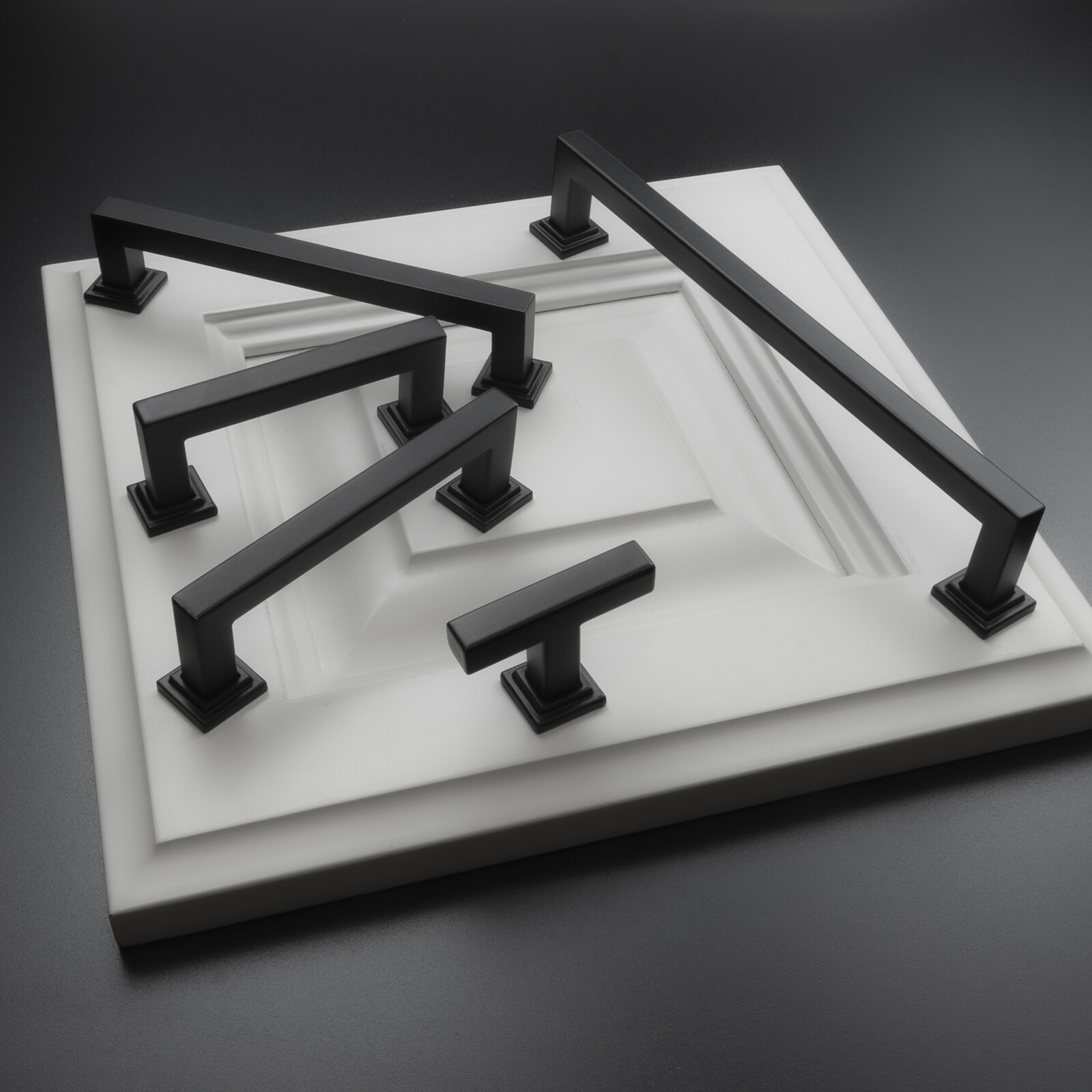 Black Modern Square Cabinet Handles Bar Pulls Kitchen Hardware Stainless Steel gallery