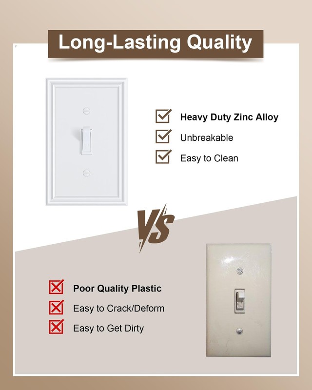6-Pack Single Toggle Light Switch Cover Plate, Durable Solid Alloy Decorative... gallery